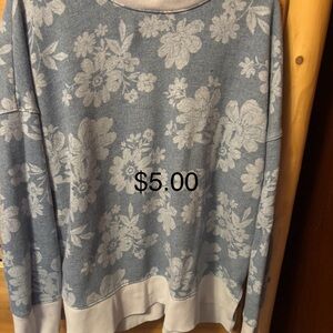 Floral Blue and White Women's Sweater